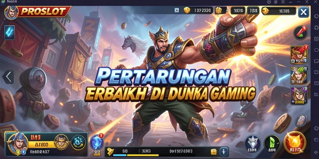 Tangkapan layar gameplay PROSLOT yang menunjukkan pertarungan seru.